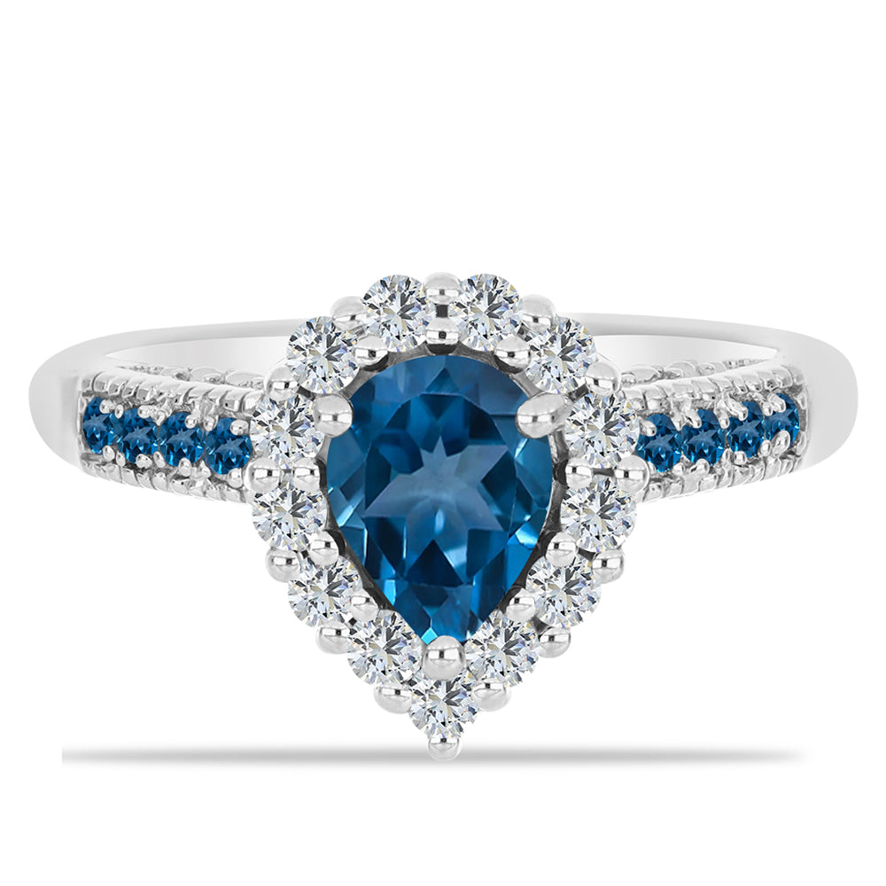 Ezüst Gyűrű London Kék Topázzal és Fehér Topázzal 1 
