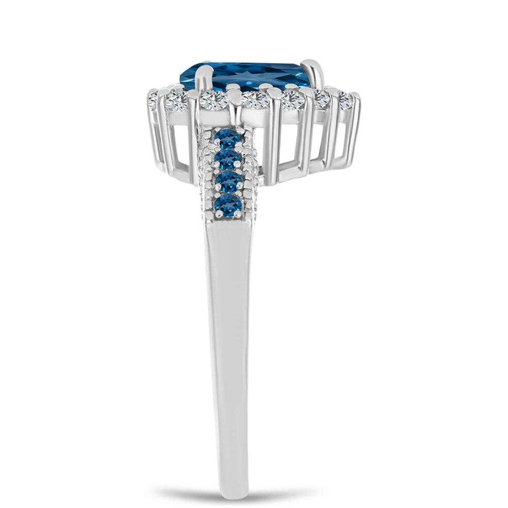 Ezüst Gyűrű London Kék Topázzal és Fehér Topázzal