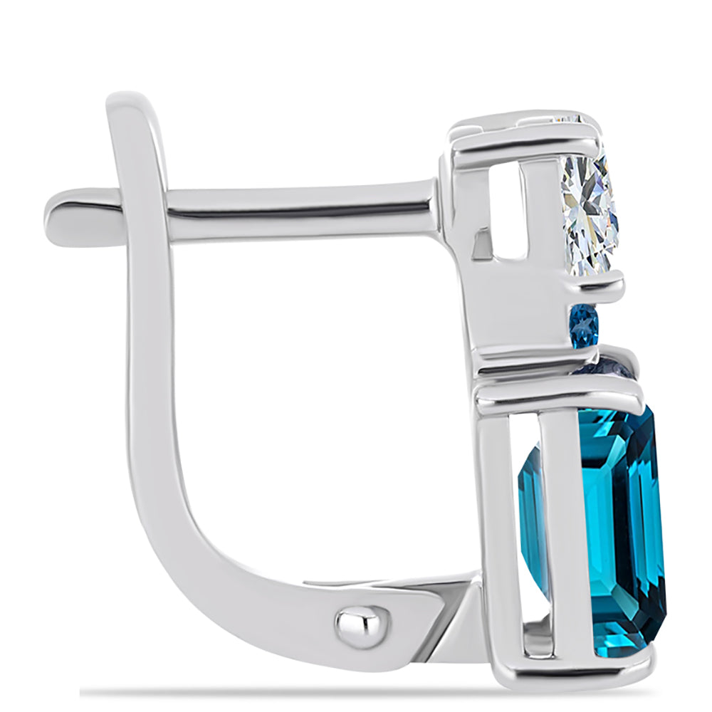 Ezüst Fülbevaló London Kék Topázzal és Fehér Topázzal 2 