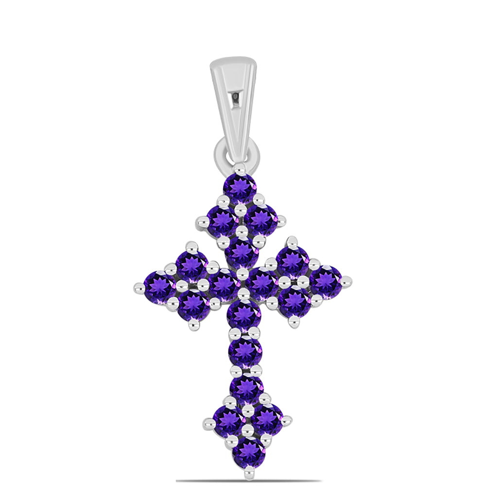 Kereszt Ezüst Medál Marokkói Ametiszttel