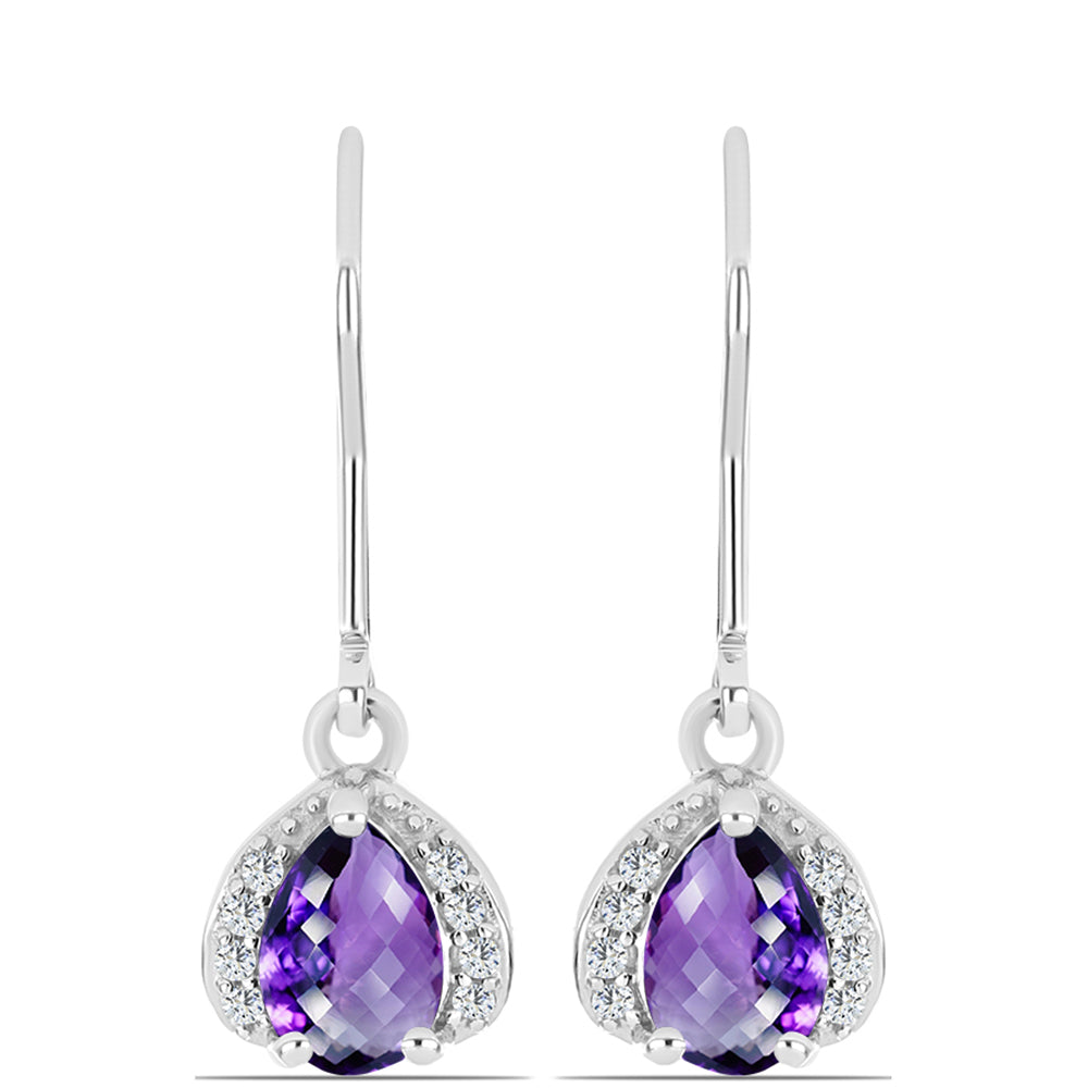 Ezüst Fülbevaló Marokkói Ametiszttel és Fehér Topázzal 1 