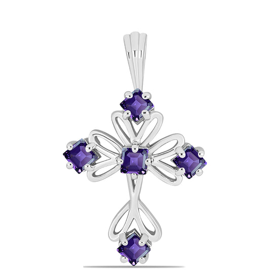 Kereszt Ezüst Medál Marokkói Ametiszttel