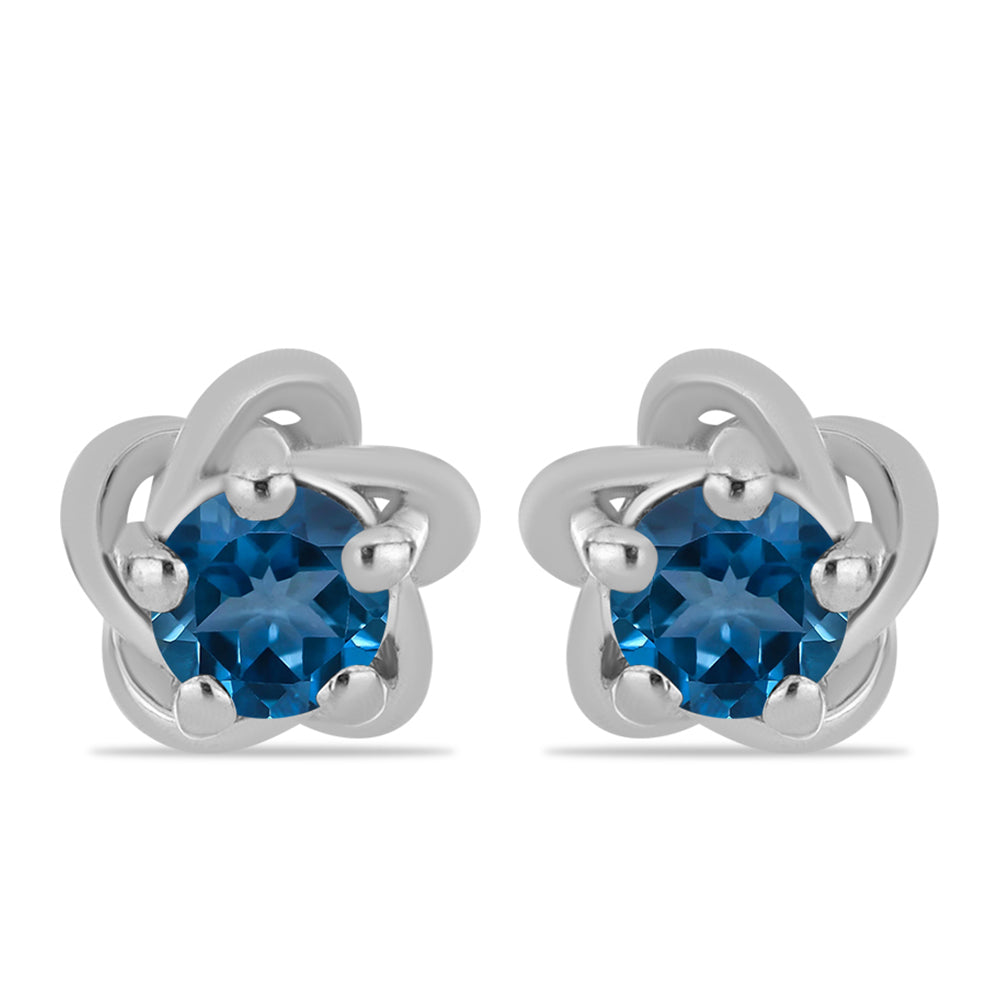 Ezüst Fülbevaló London Kék Topázzal