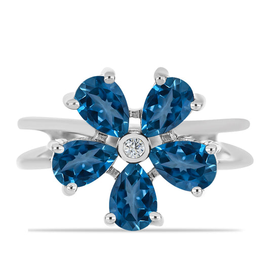 Ezüst Gyűrű London Kék Topázzal és Fehér Topázzal