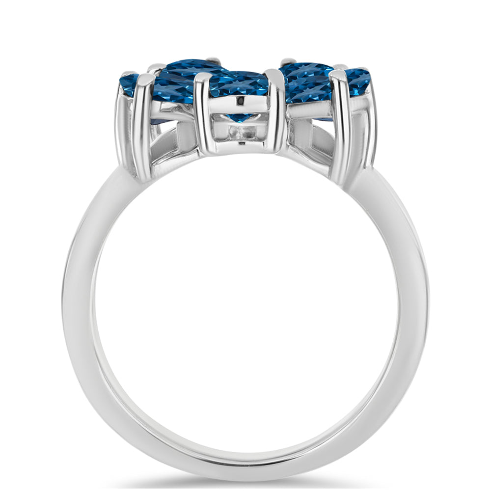 Ezüst Gyűrű London Kék Topázzal és Fehér Topázzal 2 