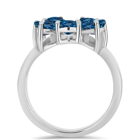 Ezüst Gyűrű London Kék Topázzal és Fehér Topázzal