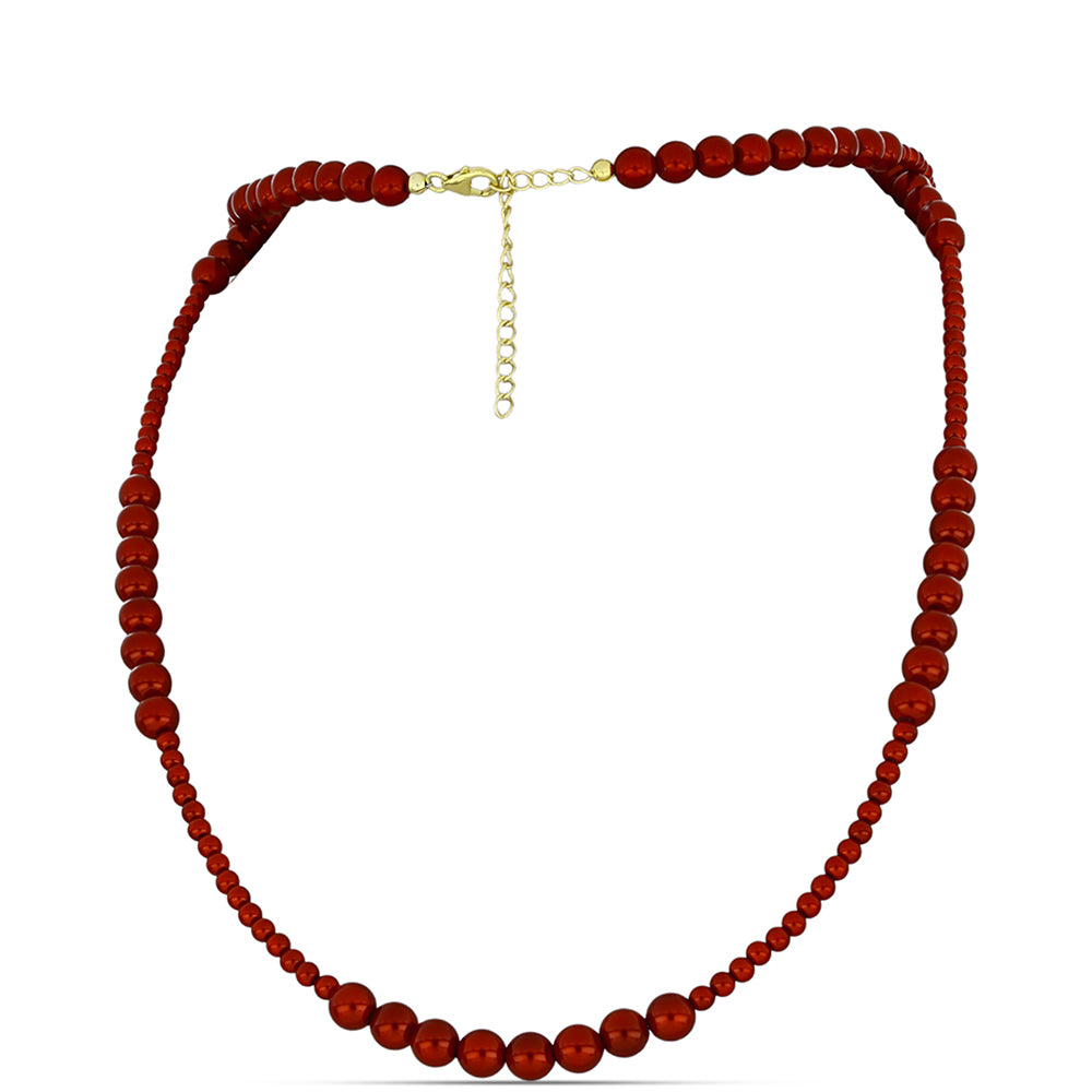 Arannyal Bevont Ezüst Nyaklánc Vörös Édesvízi Kagylógyönggyel 1 