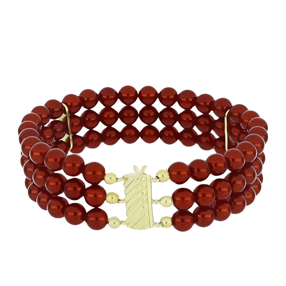 Arannyal Bevont Ezüst Karkötő Vörös Édesvízi Kagylógyönggyel 1 