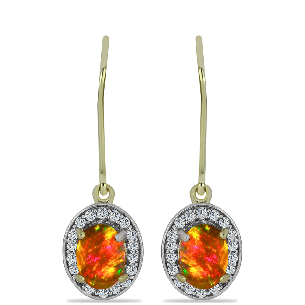 Arannyal Bevont Ezüst Fülbevaló Amerikai Tűzopállal és Fehér Topázzal 1 