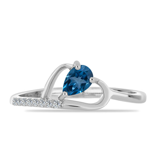 Ezüst Gyűrű London Kék Topázzal és Fehér Topázzal