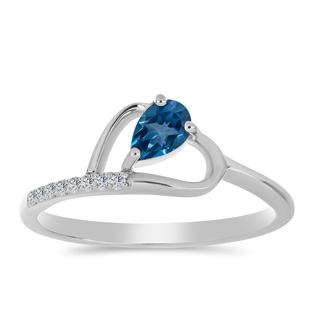Ezüst Gyűrű London Kék Topázzal és Fehér Topázzal 3 