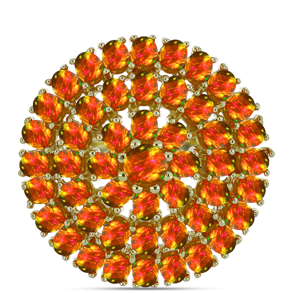 Arannyal Bevont Ezüst Gyűrű Amerikai Tűzopállal