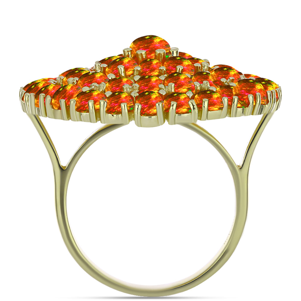 Arannyal Bevont Ezüst Gyűrű Amerikai Tűzopállal 2 