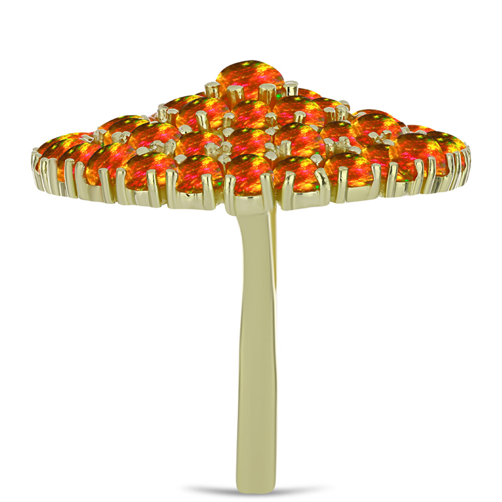 Arannyal Bevont Ezüst Gyűrű Amerikai Tűzopállal 4 