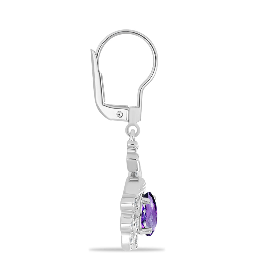 Ezüst Fülbevaló Marokkói Ametiszttel és Fehér Topázzal