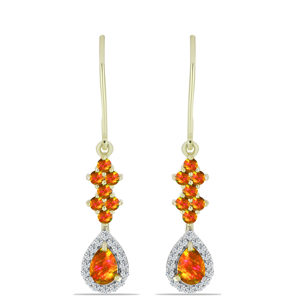 Arannyal Bevont Ezüst Fülbevaló Amerikai Tűzopállal és Fehér Topázzal 1 