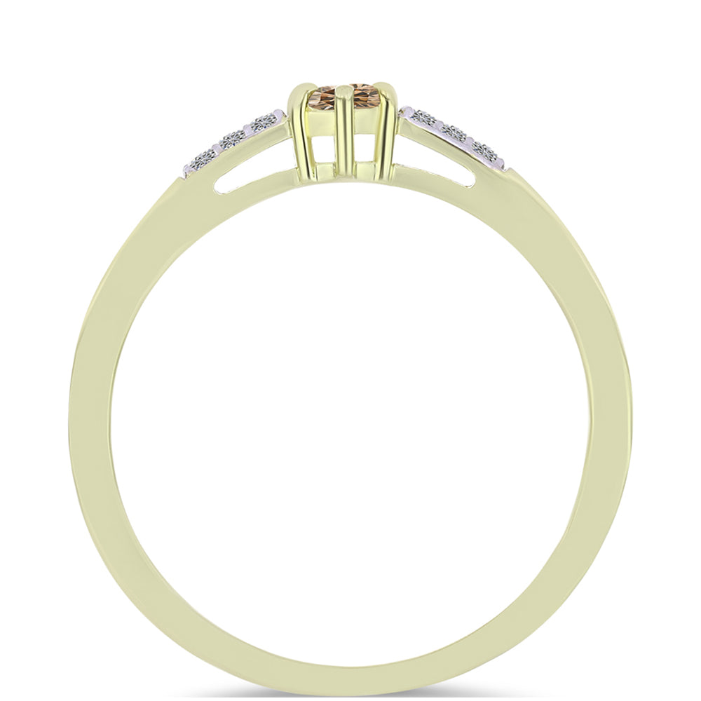 Arannyal Bevont Ezüst Gyűrű Pezsgő Gyémánttal és Fehér Gyémánttal