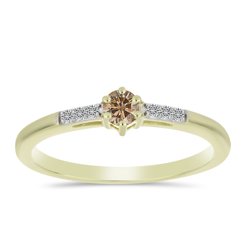 Arannyal Bevont Ezüst Gyűrű Pezsgő Gyémánttal és Fehér Gyémánttal 3 