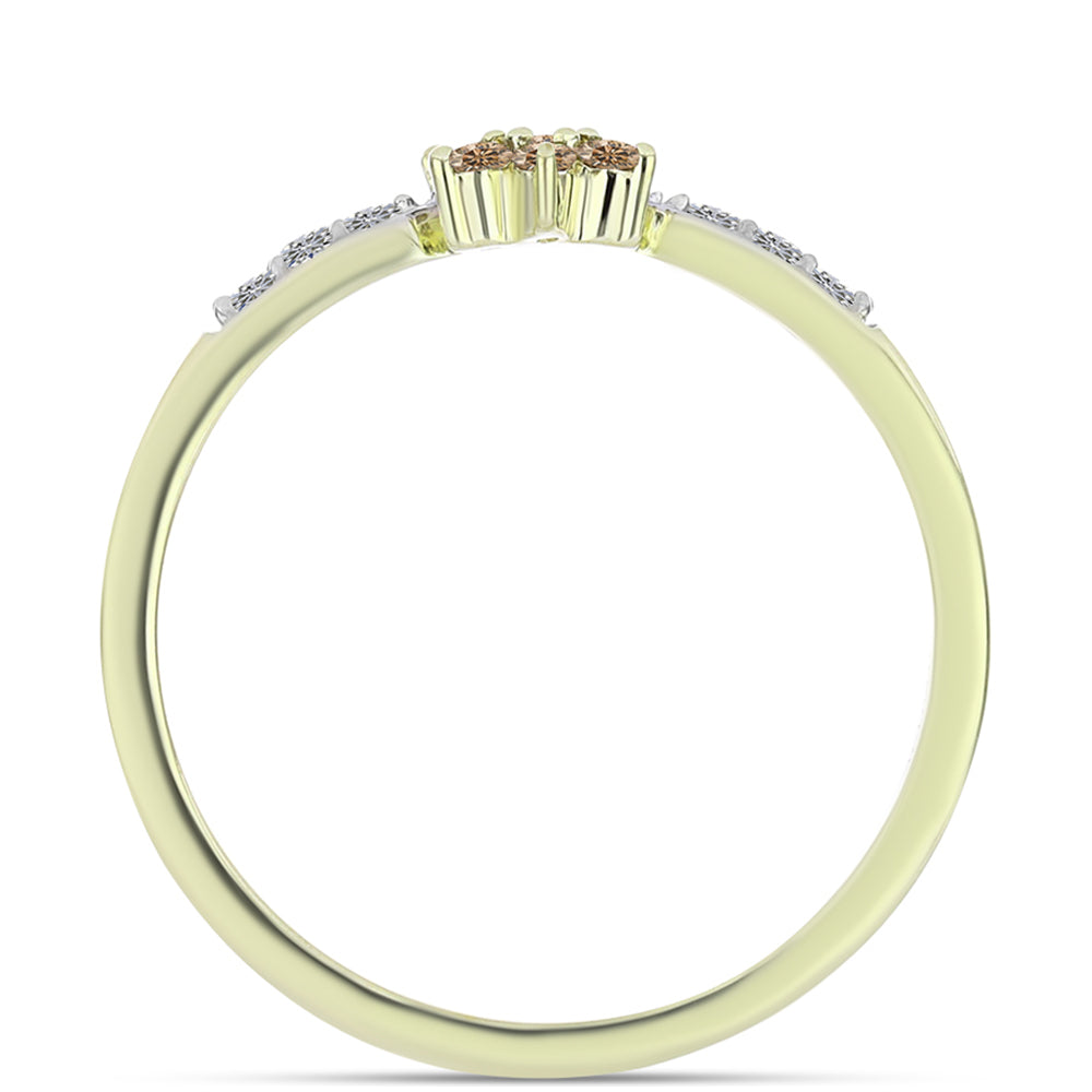 Arannyal Bevont Ezüst Gyűrű Pezsgő Gyémánttal és Fehér Gyémánttal