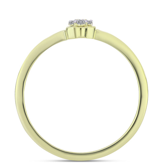 Arannyal Bevont Ezüst Gyűrű Pezsgő Gyémánttal és Fehér Gyémánttal