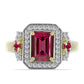 Arannyal Bevont Ezüst Gyűrű Madagaszkári Rubinnal és Fehér Topázzal