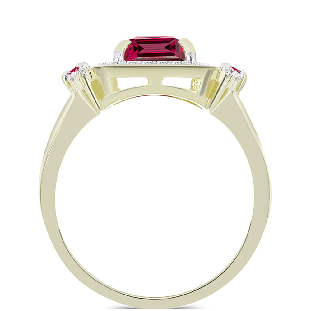 Arannyal Bevont Ezüst Gyűrű Madagaszkári Rubinnal és Fehér Topázzal
