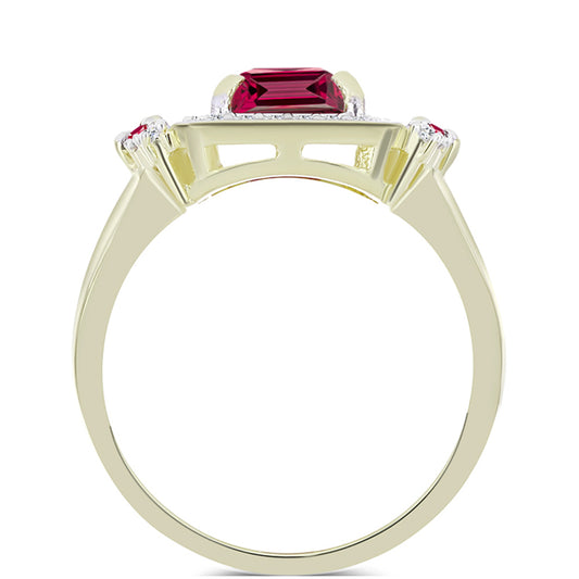 Arannyal Bevont Ezüst Gyűrű Madagaszkári Rubinnal és Fehér Topázzal