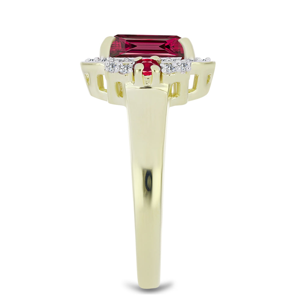 Arannyal Bevont Ezüst Gyűrű Madagaszkári Rubinnal és Fehér Topázzal
