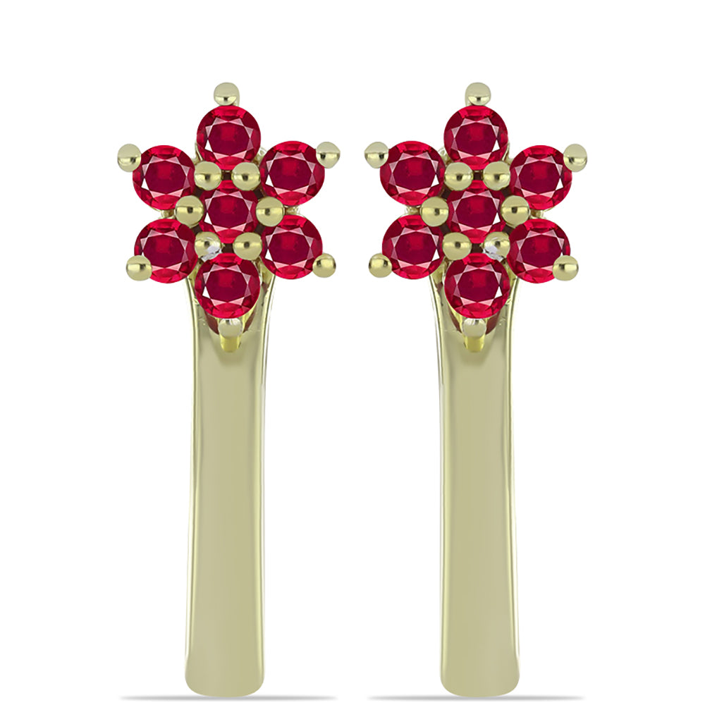 Arannyal Bevont Ezüst Szett Madagaszkári Rubinnal és Brazil Smaragddal ( Fülbevaló )