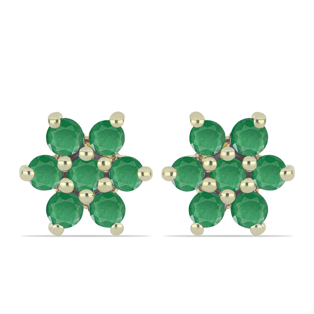 Arannyal Bevont Ezüst Szett Madagaszkári Rubinnal és Brazil Smaragddal ( Fülbevaló )