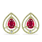 Arannyal Bevont Ezüst Fülbevaló Madagaszkári Rubinnal és Fehér Topázzal