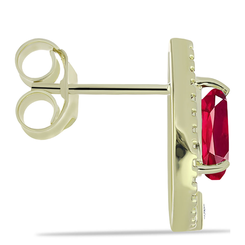 Arannyal Bevont Ezüst Fülbevaló Madagaszkári Rubinnal és Fehér Topázzal 2 