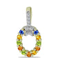 Arannyal Bevont Ezüst Medál Szivárvány Zafírral és Fehér Topázzal