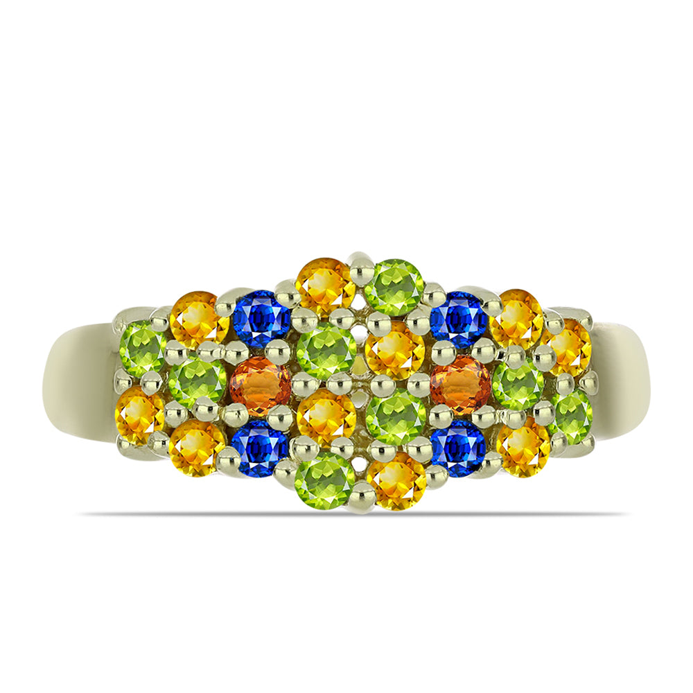 Arannyal Bevont Ezüst Gyűrű Rosebery Szivárvány Zafírral 1 