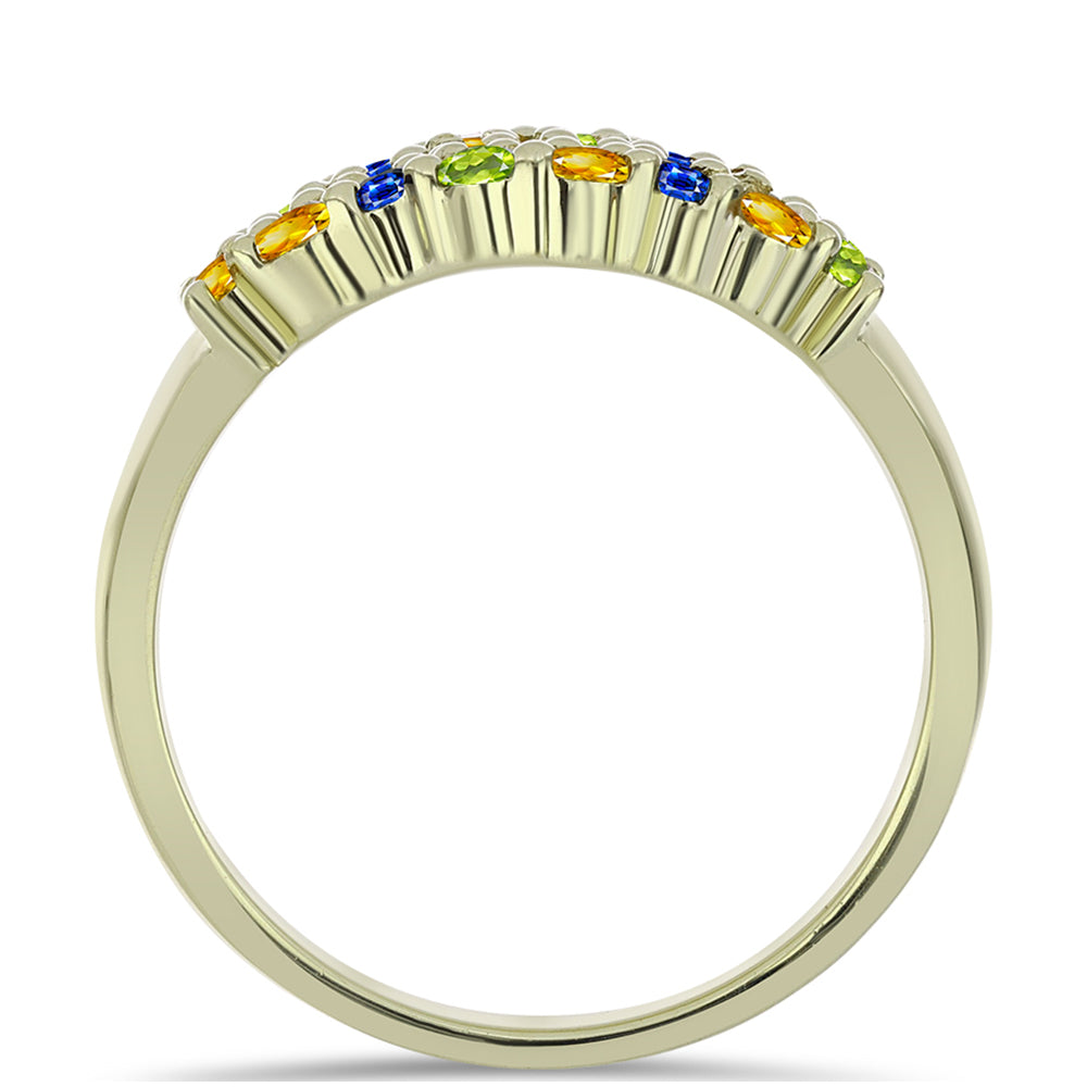 Arannyal Bevont Ezüst Gyűrű Rosebery Szivárvány Zafírral