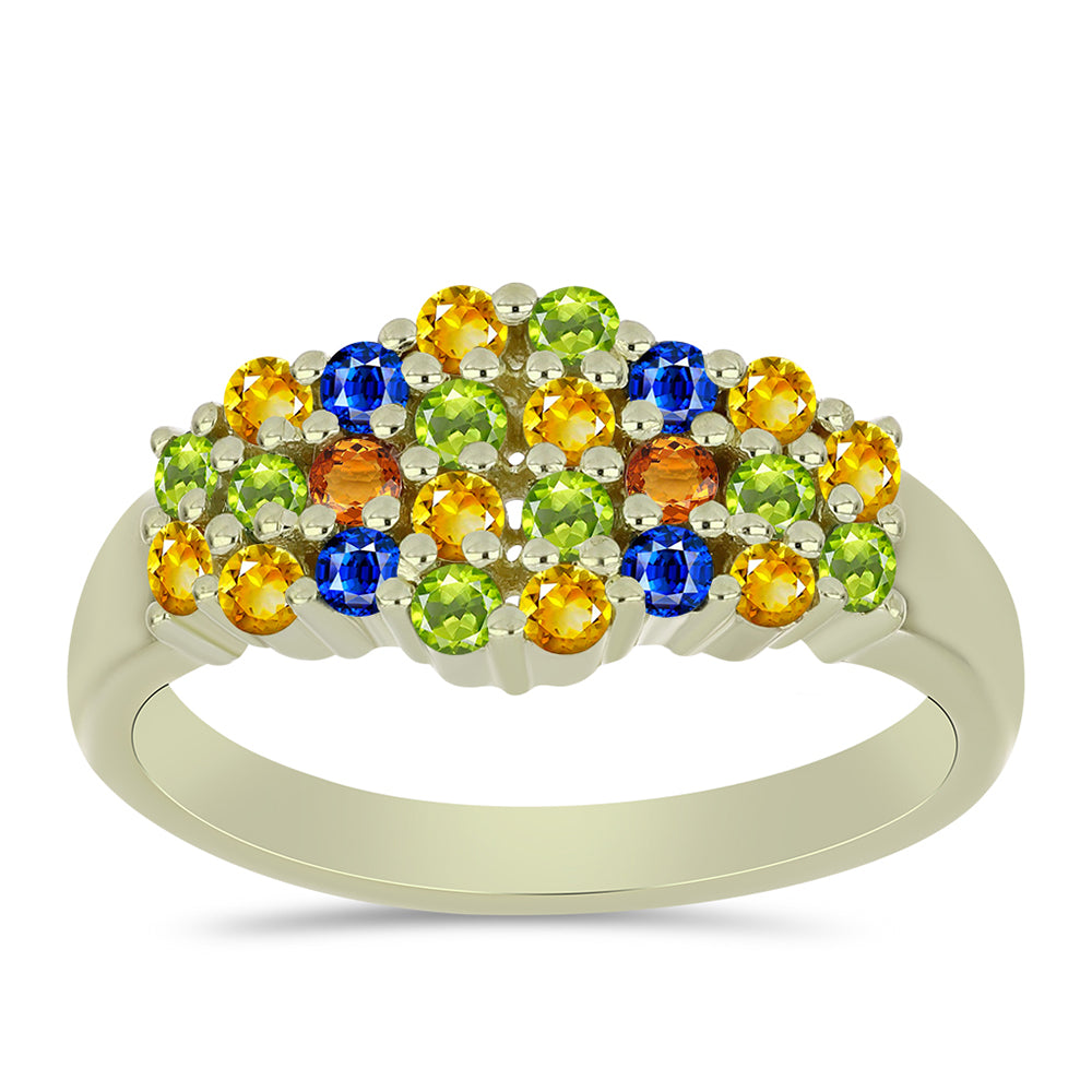 Arannyal Bevont Ezüst Gyűrű Rosebery Szivárvány Zafírral 3 