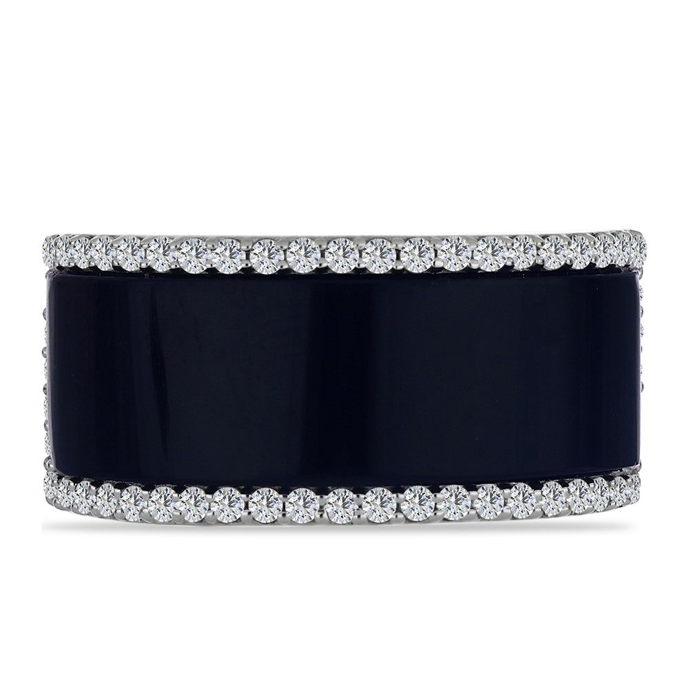 Arannyal Bevont Ezüst Gyűrű Suwari Fekete Onixszal és Fehér Topázzal