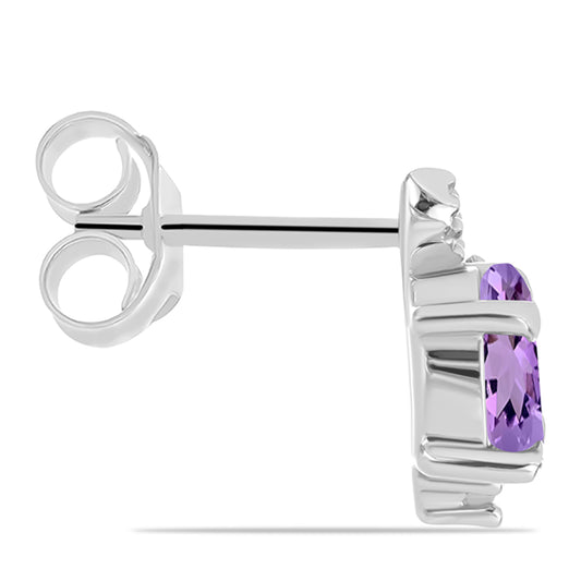 Ezüst Fülbevaló Rose De France Ametiszttel és Fehér Topázzal