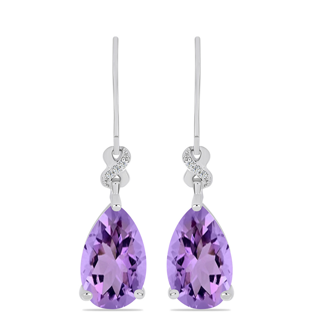 Ezüst Fülbevaló Rose De France Ametiszttel és Fehér Topázzal 1 