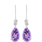 Ezüst Fülbevaló Rose De France Ametiszttel és Fehér Topázzal