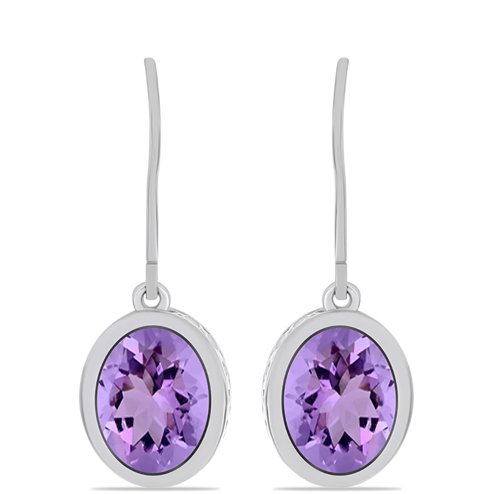 Ezüst Fülbevaló Rose De France Ametiszttel