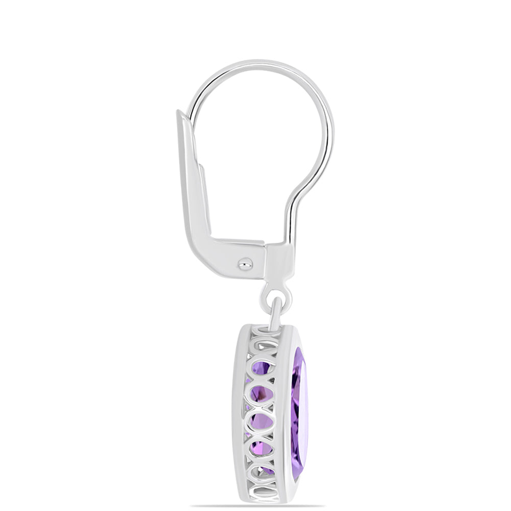 Ezüst Fülbevaló Rose De France Ametiszttel 2 