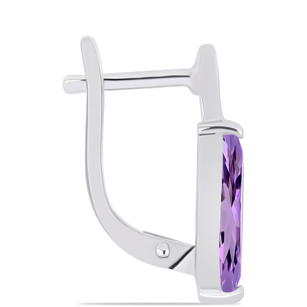 Ezüst Fülbevaló Rose De France Ametiszttel