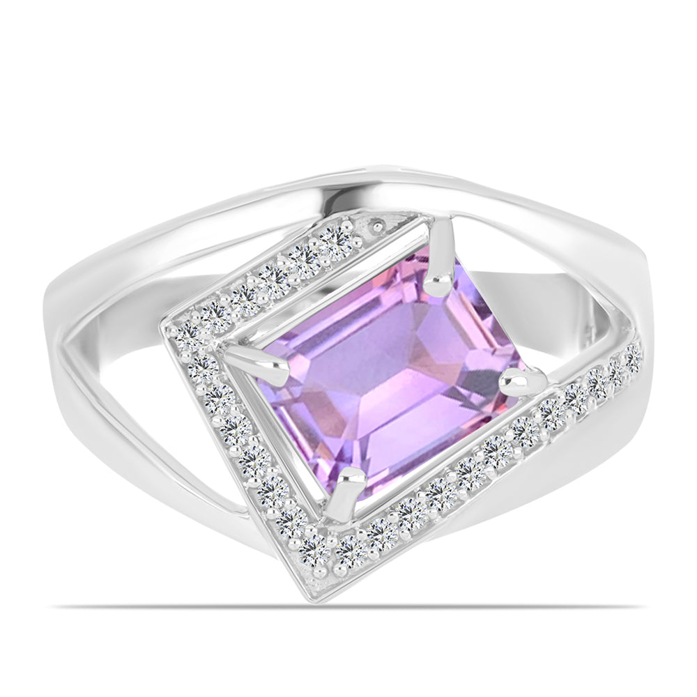 Ezüst Gyűrű Rose De France Ametiszttel és Fehér Topázzal 1 