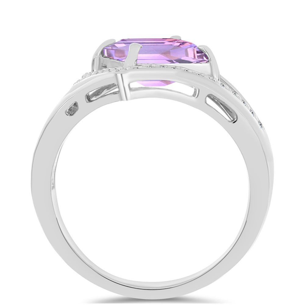 Ezüst Gyűrű Rose De France Ametiszttel és Fehér Topázzal