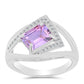 Ezüst Gyűrű Rose De France Ametiszttel és Fehér Topázzal