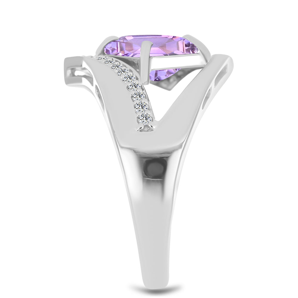 Ezüst Gyűrű Rose De France Ametiszttel és Fehér Topázzal 4 