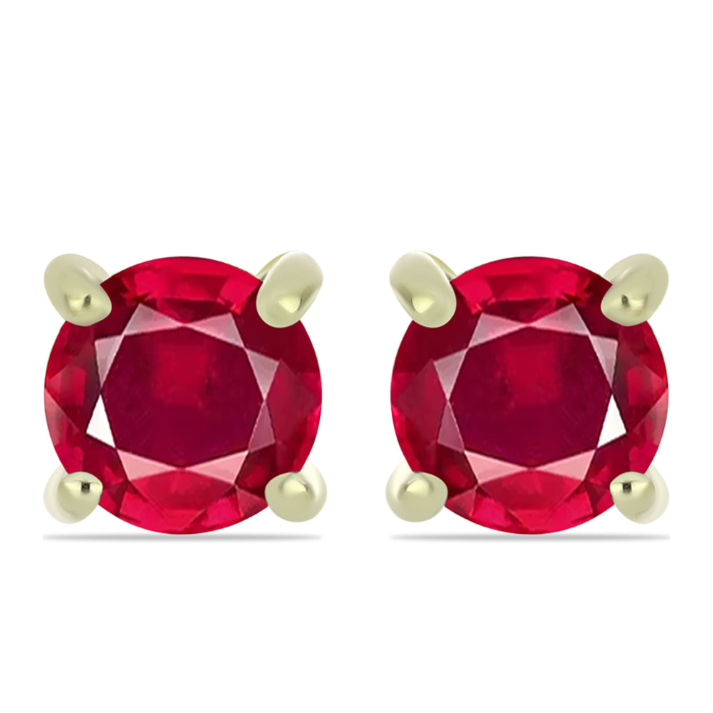 Arannyal Bevont Ezüst Fülbevaló Madagaszkári Rubinnal