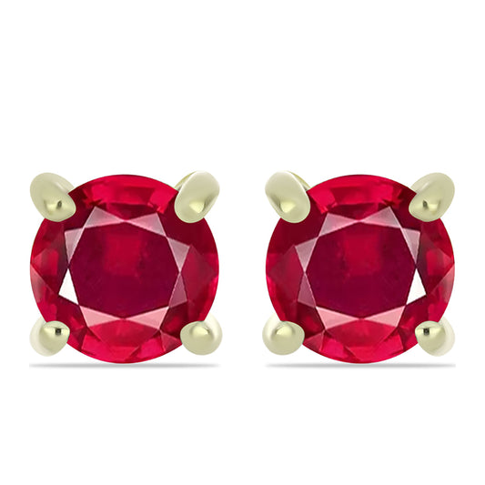 Arannyal Bevont Ezüst Fülbevaló Madagaszkári Rubinnal