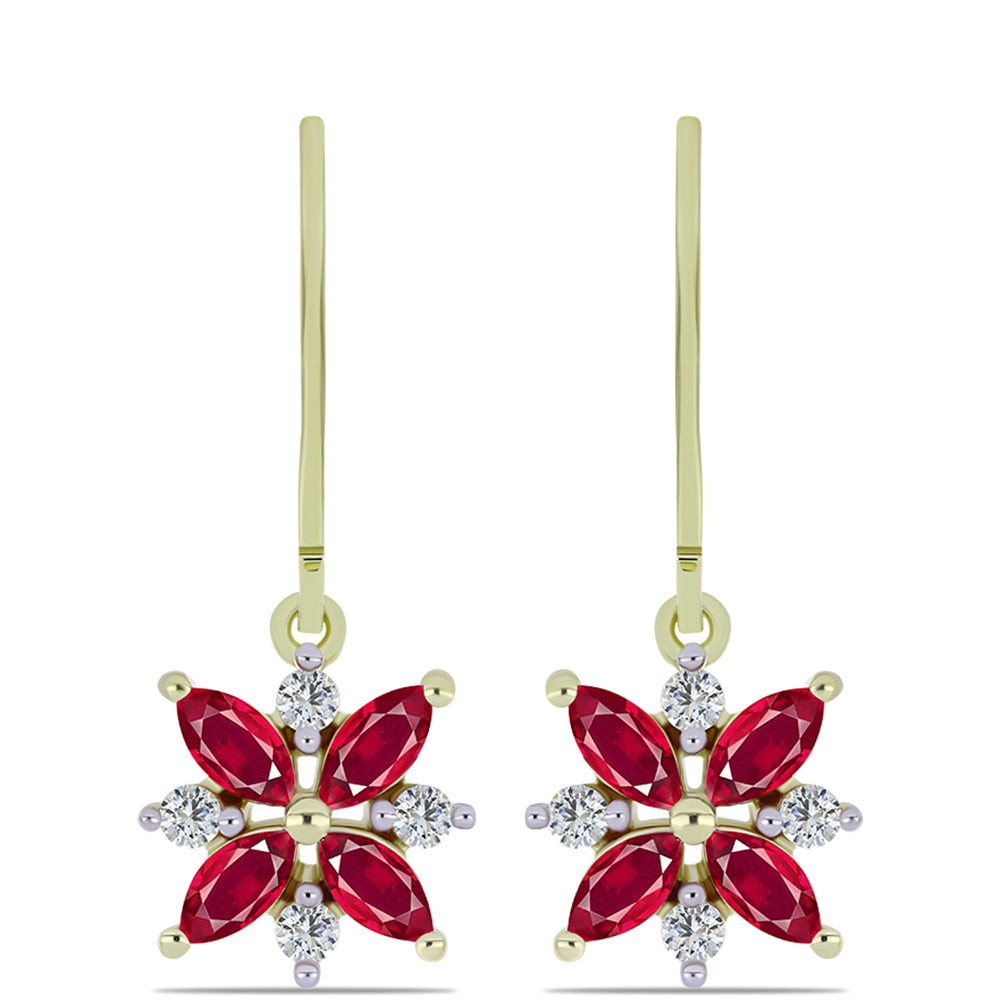 Arannyal Bevont Ezüst Fülbevaló Madagaszkári Rubinnal és Fehér Topázzal 1 